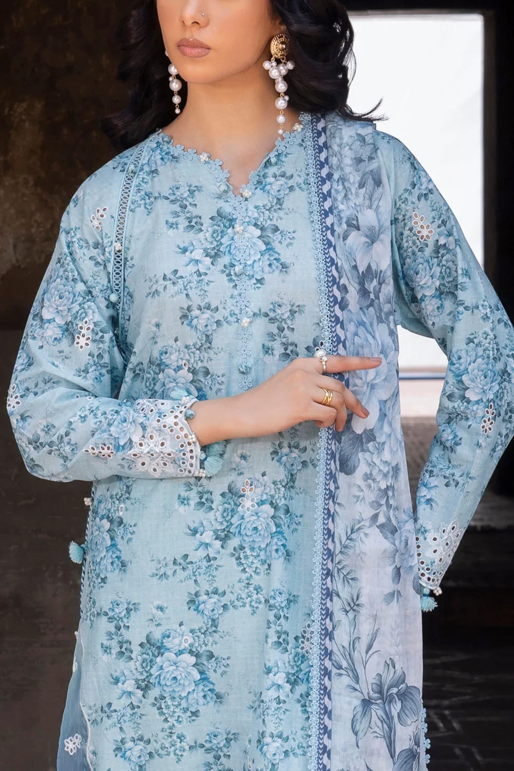 3 Piece Embroidered Printed Lawn Suit with Printed Chiffon Dupatta - BM-62032