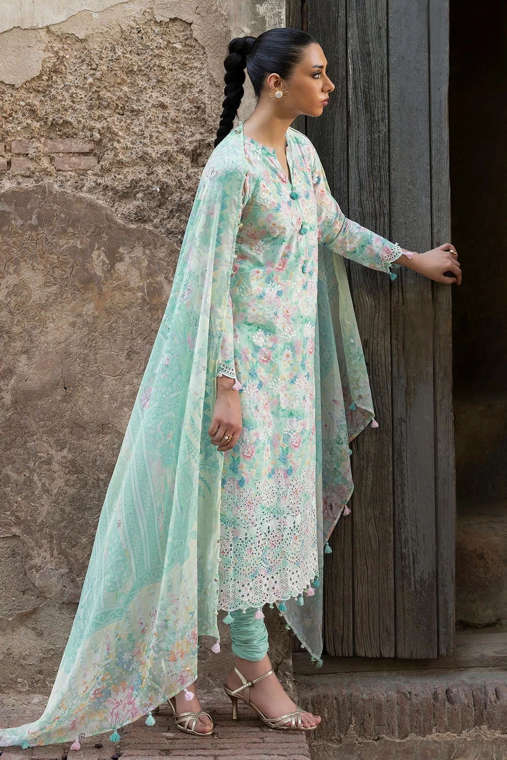 3 Piece Embroidered Printed Lawn Suit with Printed Chiffon Dupatta - BM-62064