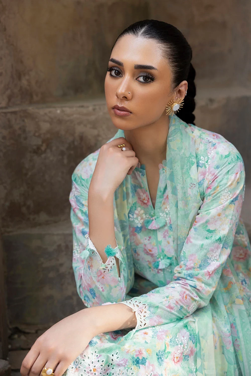 3 Piece Embroidered Printed Lawn Suit with Printed Chiffon Dupatta - BM-62064