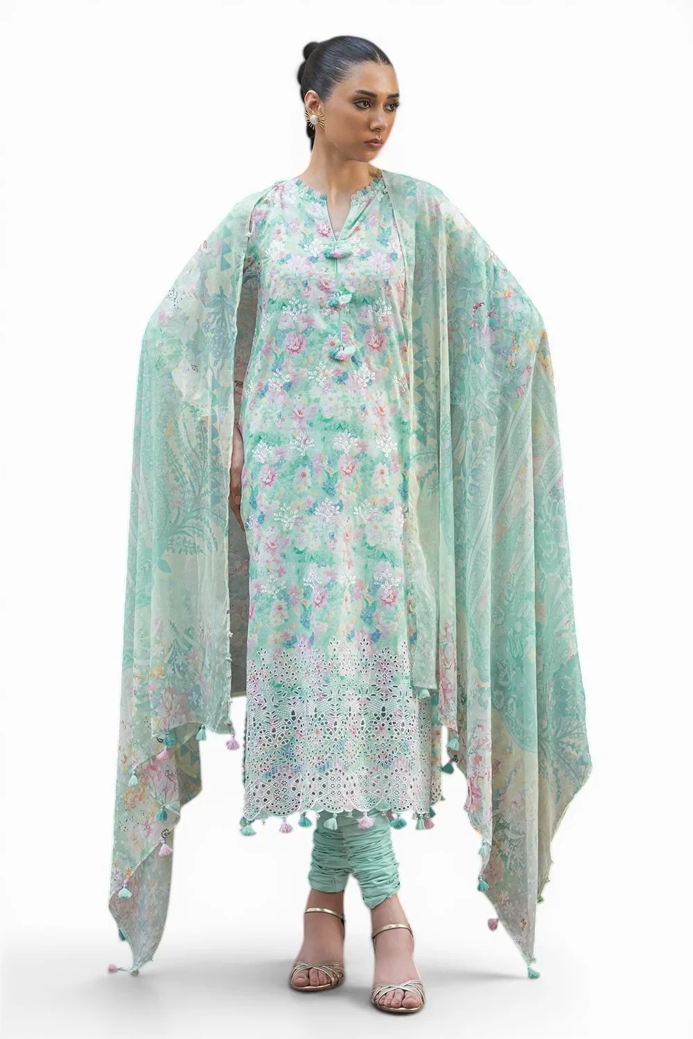 3 Piece Embroidered Printed Lawn Suit with Printed Chiffon Dupatta - BM-62064