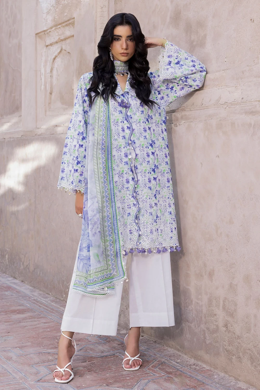 3 Piece Embroidered Printed Lawn Suit with Printed Chiffon Dupatta - BM-62065