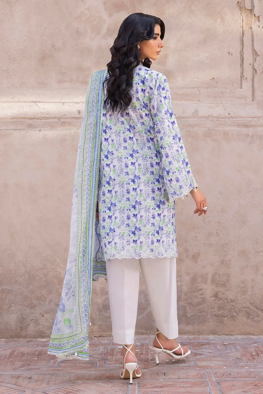 3 Piece Embroidered Printed Lawn Suit with Printed Chiffon Dupatta - BM-62065