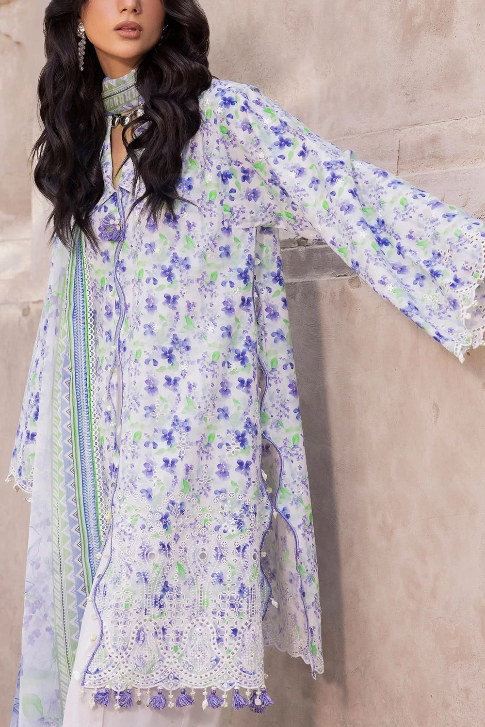 3 Piece Embroidered Printed Lawn Suit with Printed Chiffon Dupatta - BM-62065