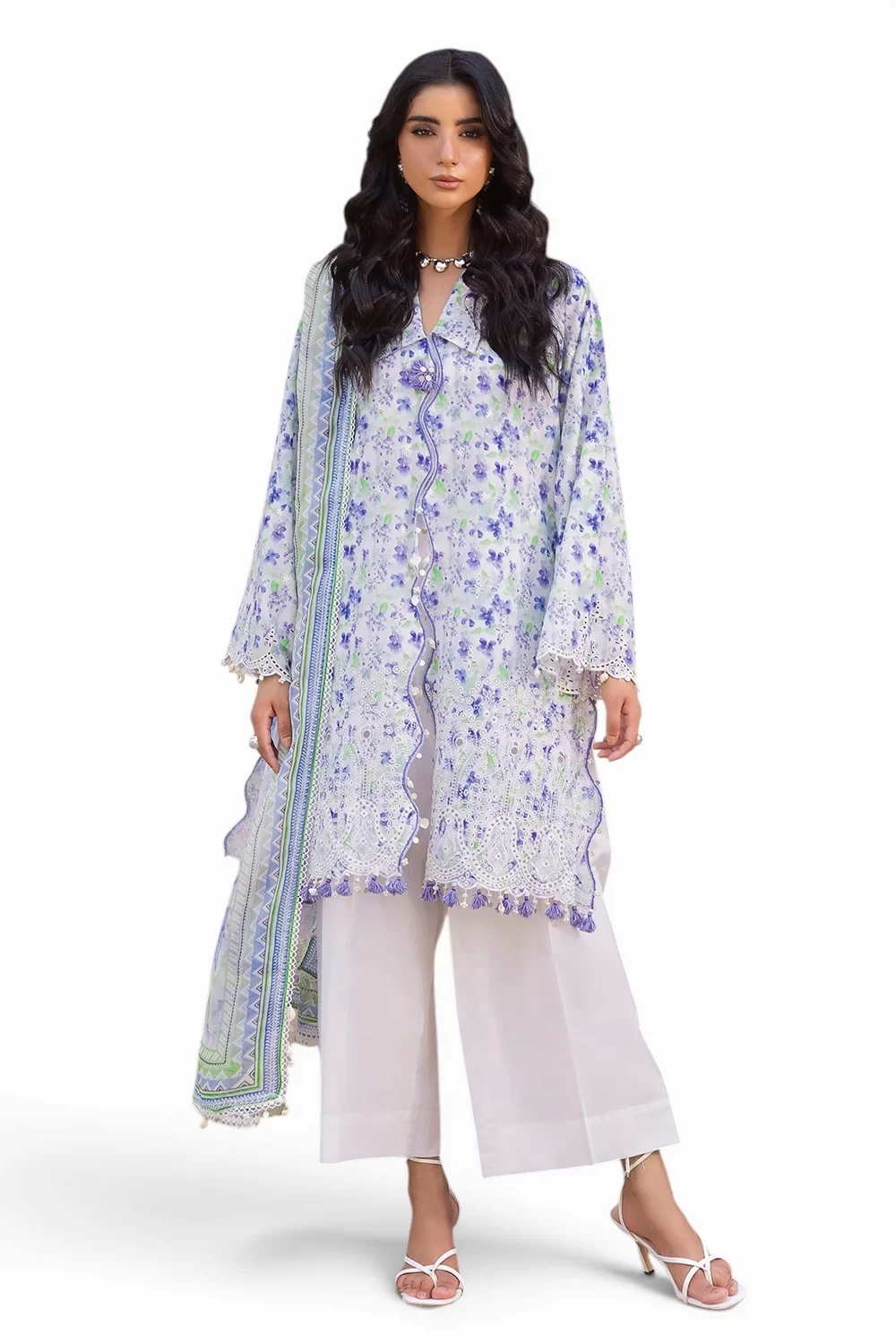 3 Piece Embroidered Printed Lawn Suit with Printed Chiffon Dupatta - BM-62065