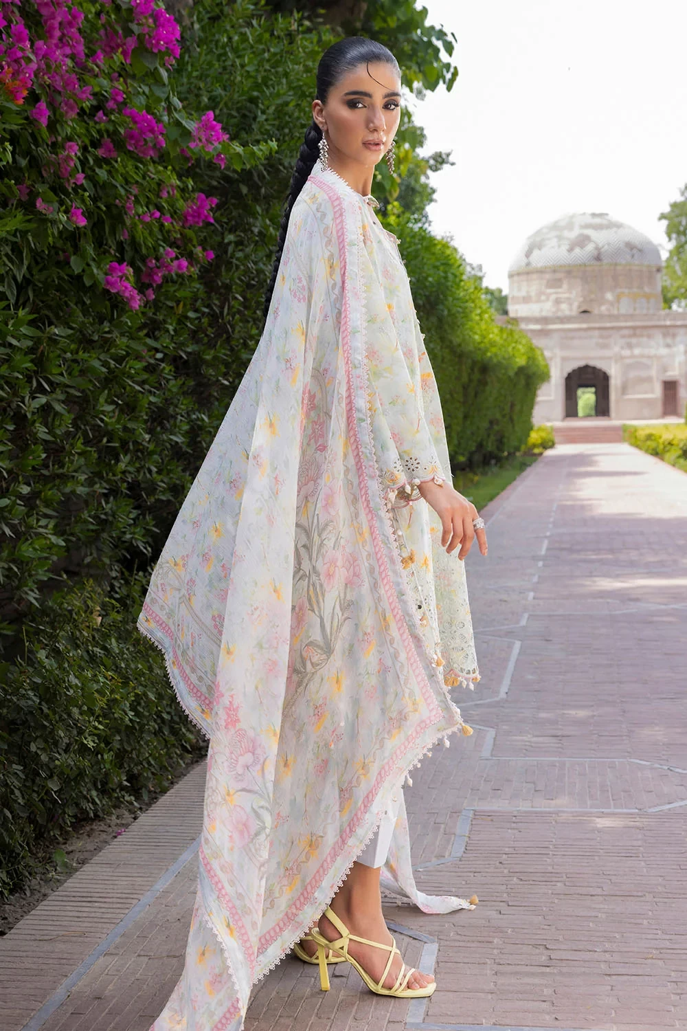 3 Piece Embroidered Printed Lawn Suit with Printed Chiffon Dupatta - BM-62066
