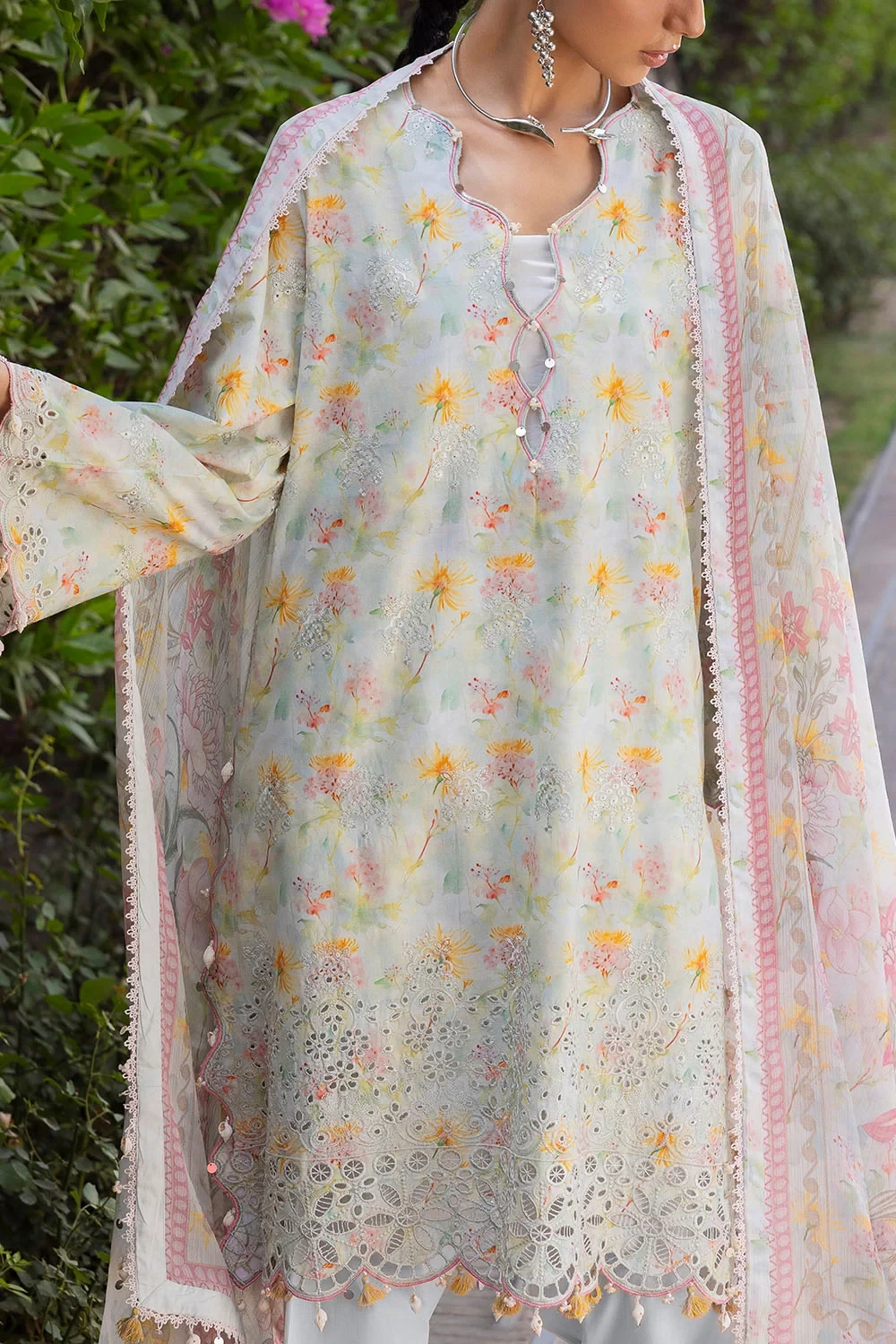 3 Piece Embroidered Printed Lawn Suit with Printed Chiffon Dupatta - BM-62066