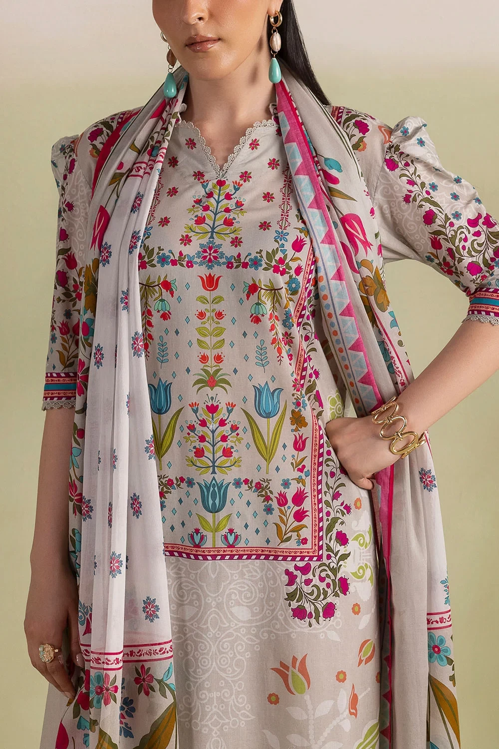 3 Piece Printed Lawn Suit with Dupatt - CL-62451