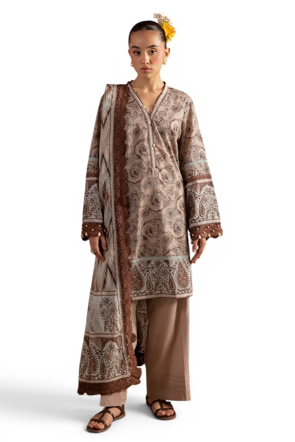 3 Piece Printed Lawn Suit with Dupatta - CL-62449