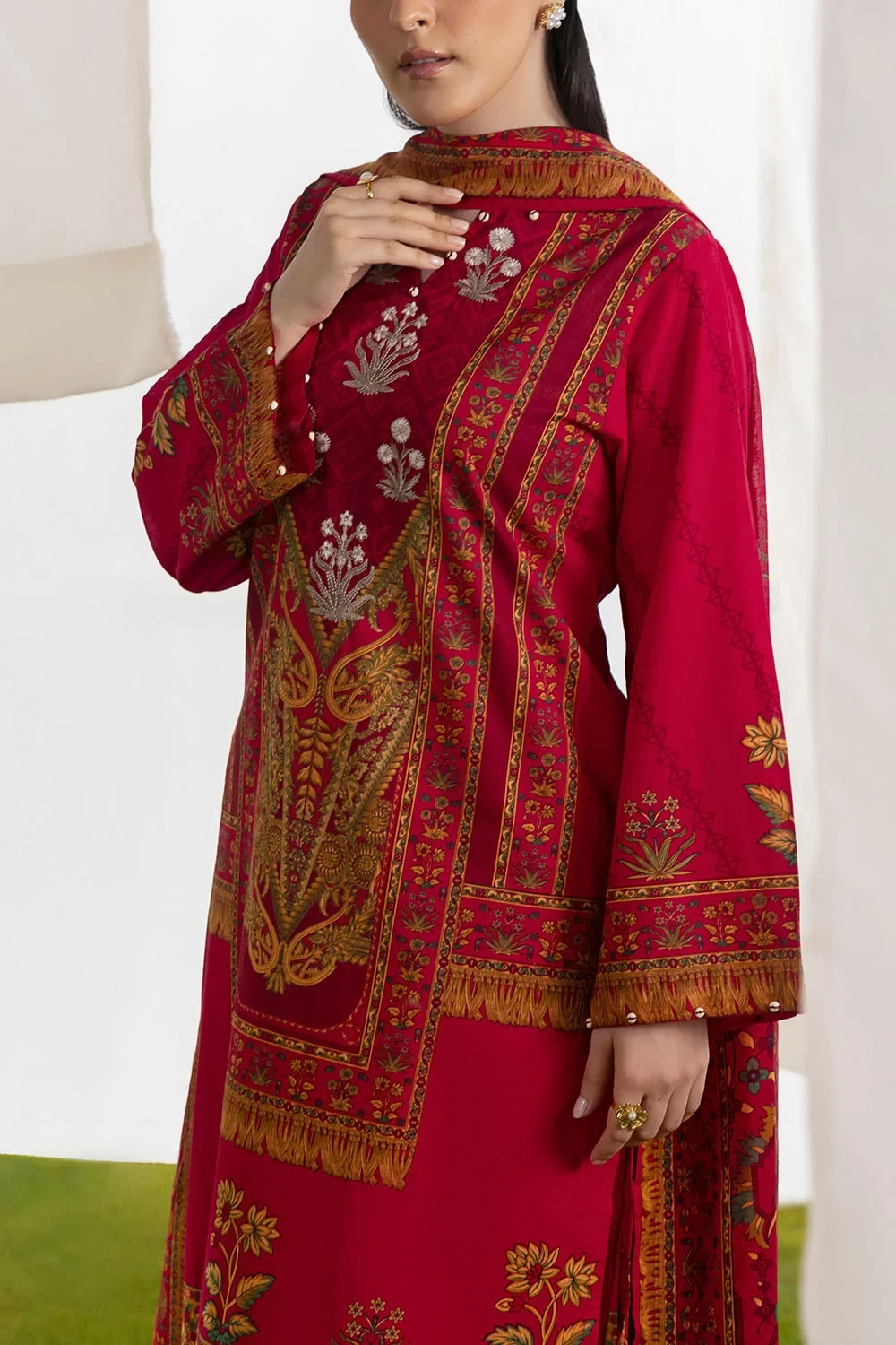3 Piece Embroidered Printed Lawn Suit with Printed Lawn Dupatta - CL-52500