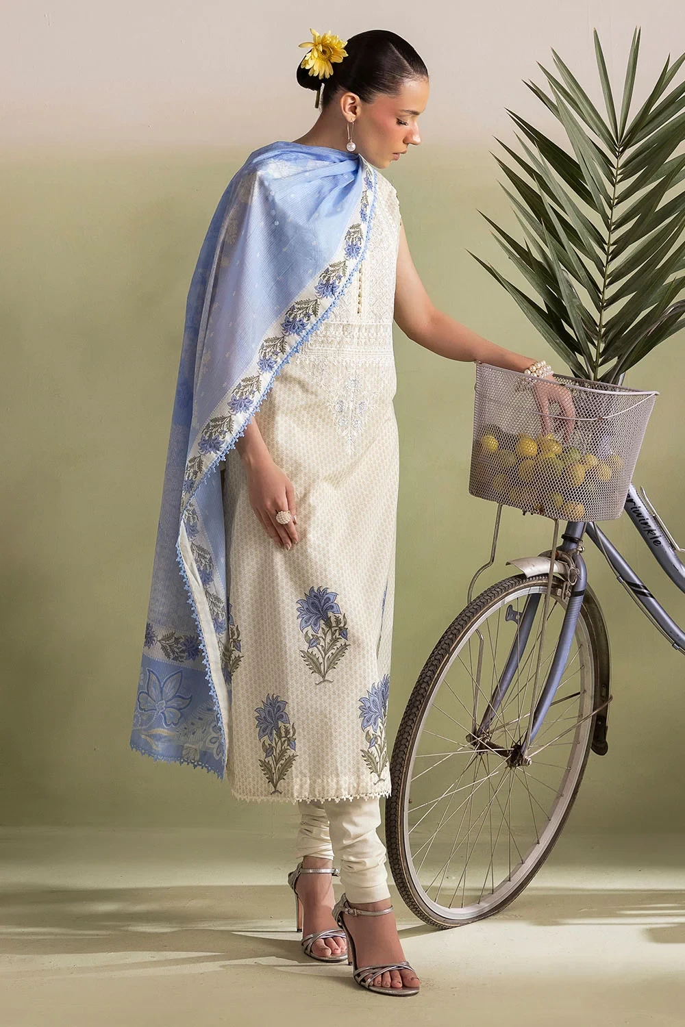 3 Piece Embroidered Printed Lawn Suit with Printed Denting Dupatta - DN-62049