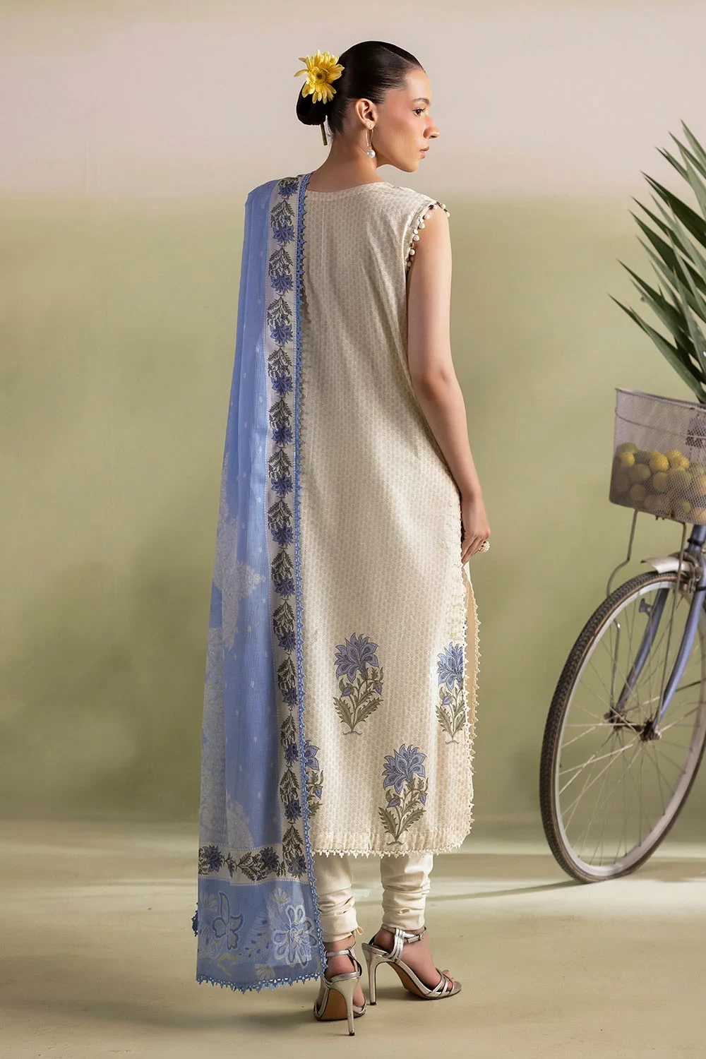 3 Piece Embroidered Printed Lawn Suit with Printed Denting Dupatta - DN-62049