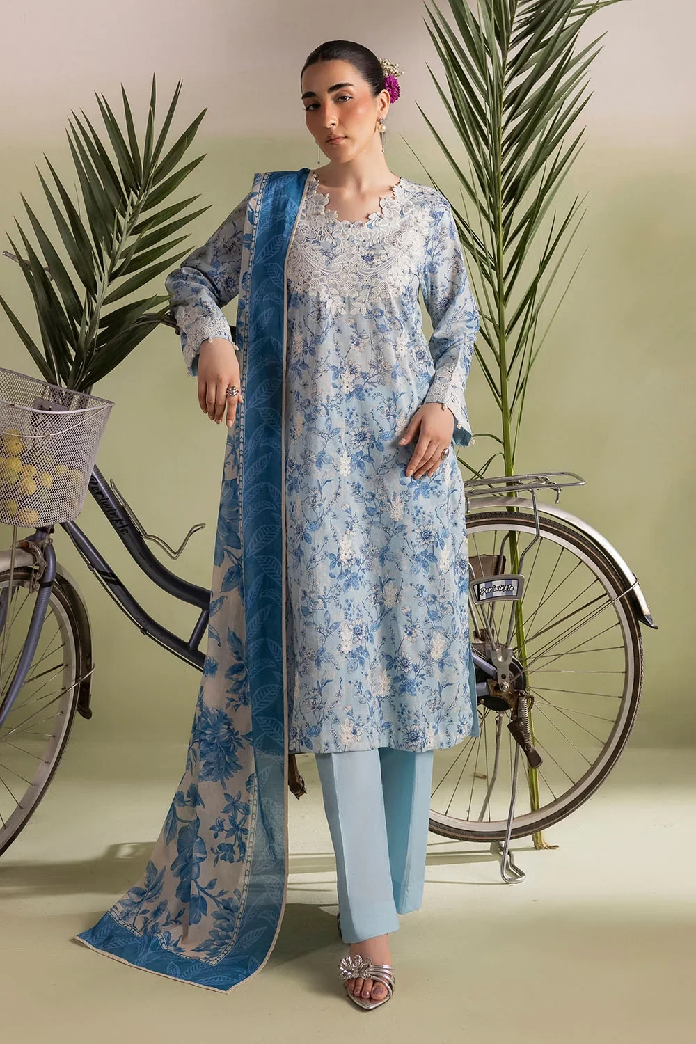 3 Piece Embroidered Printed Lawn Suit with Printed Lawn Dupatta - CL-62447