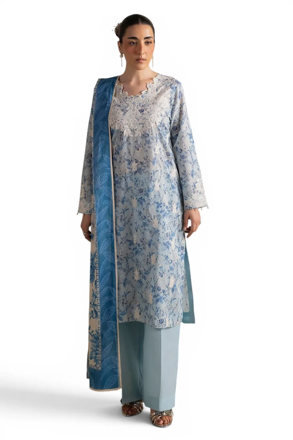 3 Piece Embroidered Printed Lawn Suit with Printed Lawn Dupatta - CL-62447