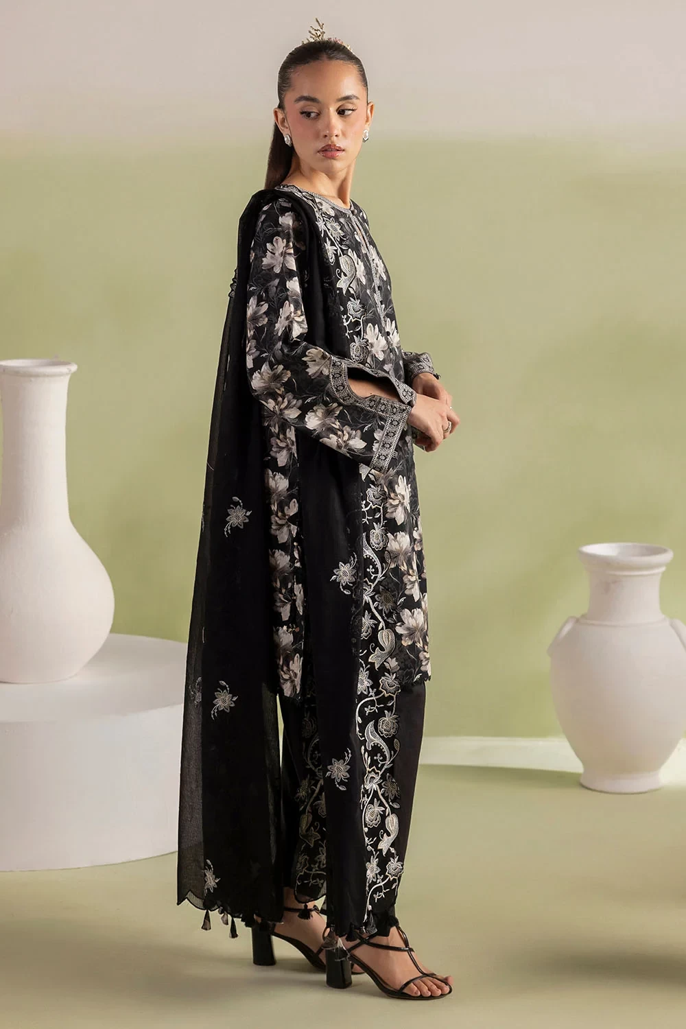 3 Piece Printed Lawn Suit with Embroidered Denting Dupatta - DN-62077