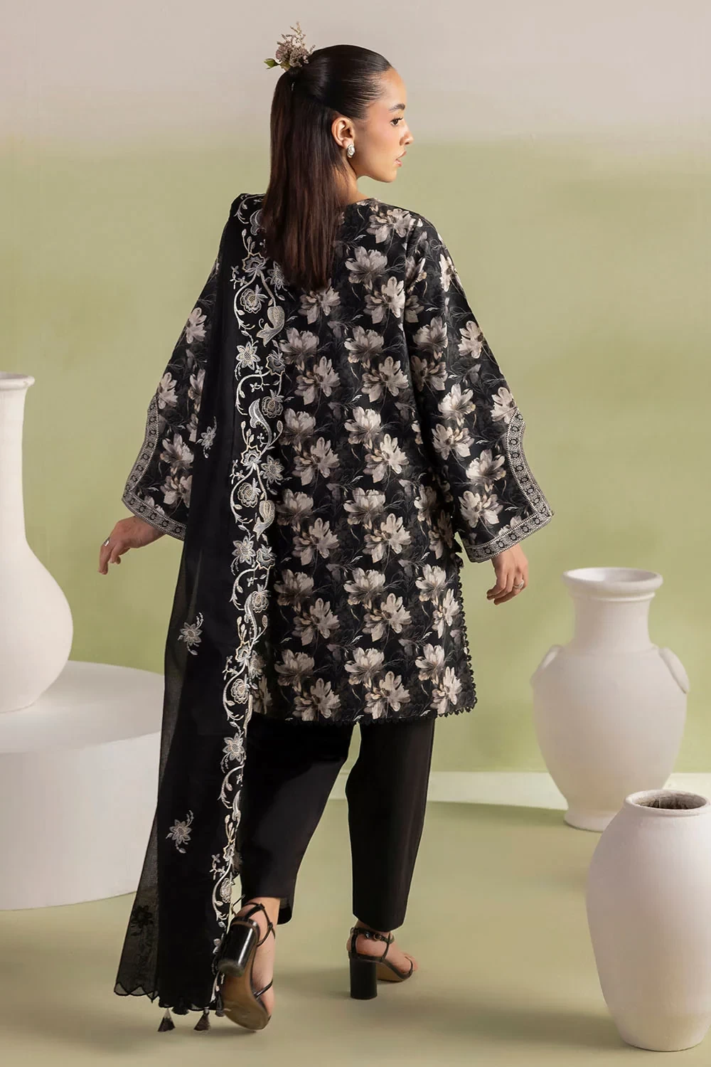 3 Piece Printed Lawn Suit with Embroidered Denting Dupatta - DN-62077