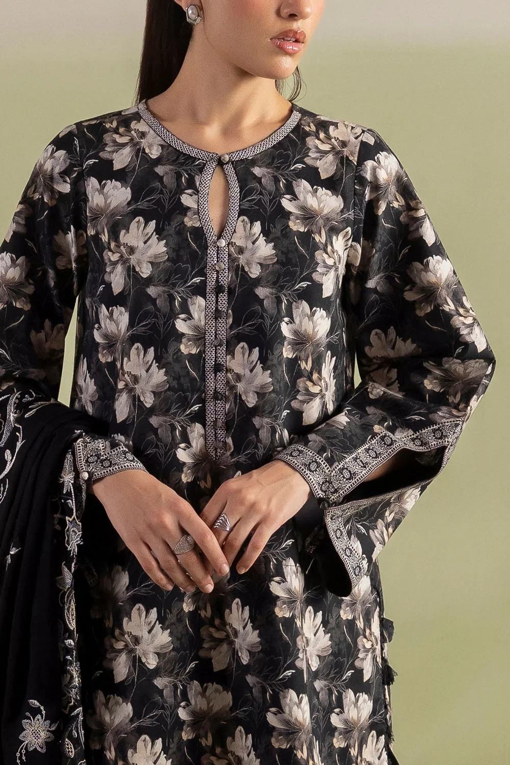3 Piece Printed Lawn Suit with Embroidered Denting Dupatta - DN-62077