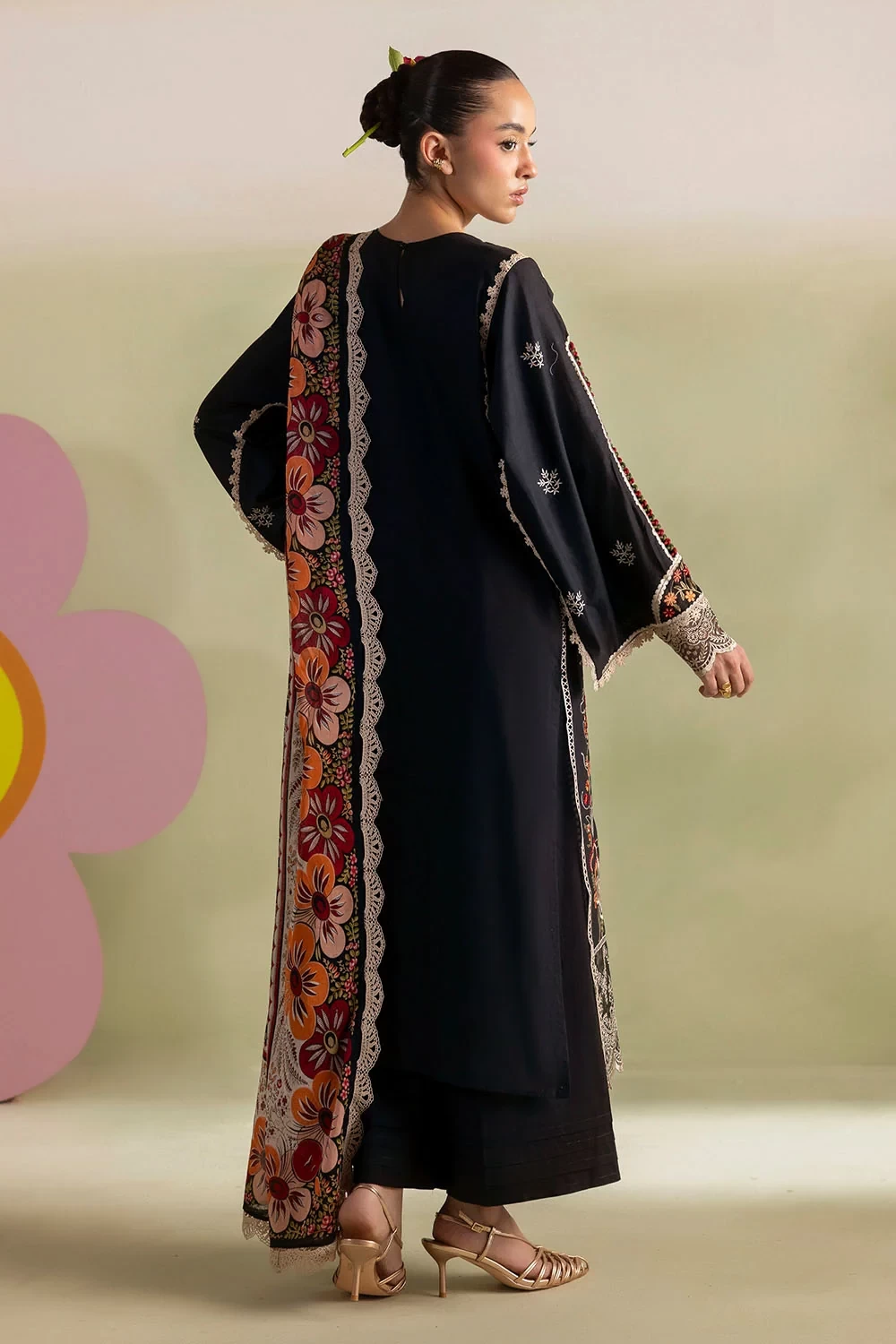 3 Piece Embroidered Lawn Suit with Printed Lawn Dupatta and Embroidered Trouser 