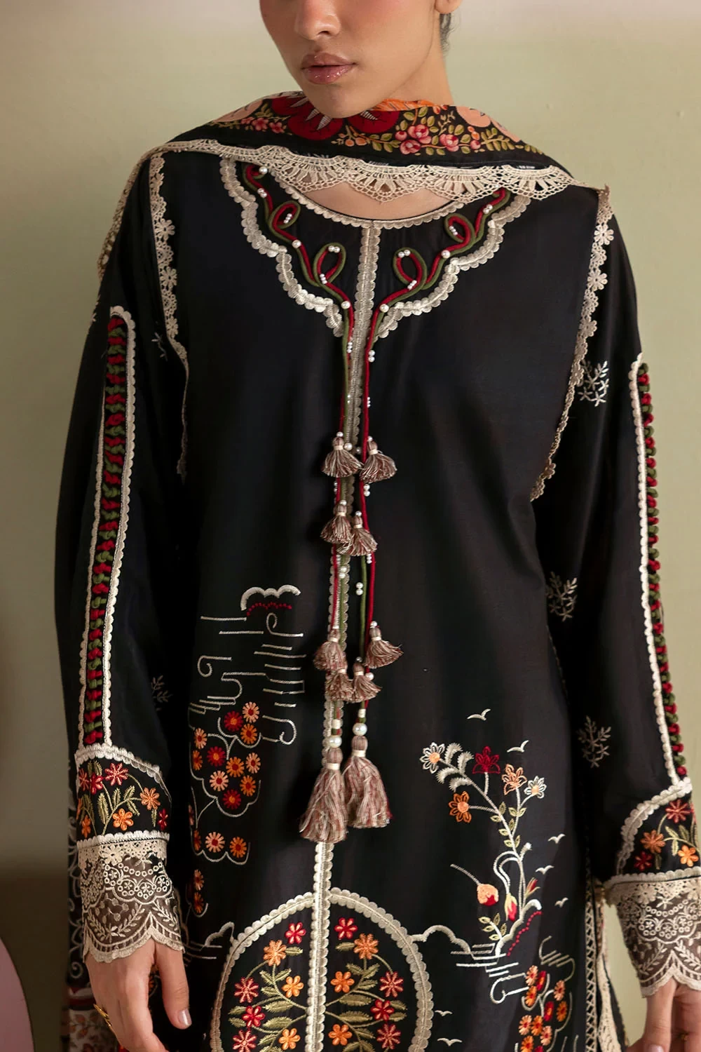 3 Piece Embroidered Lawn Suit with Printed Lawn Dupatta and Embroidered Trouser 