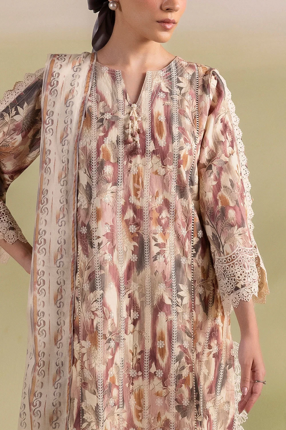 3 Piece Embroidered Printed Lawn Suit with Printed Lawn Dupatta - CL-62419