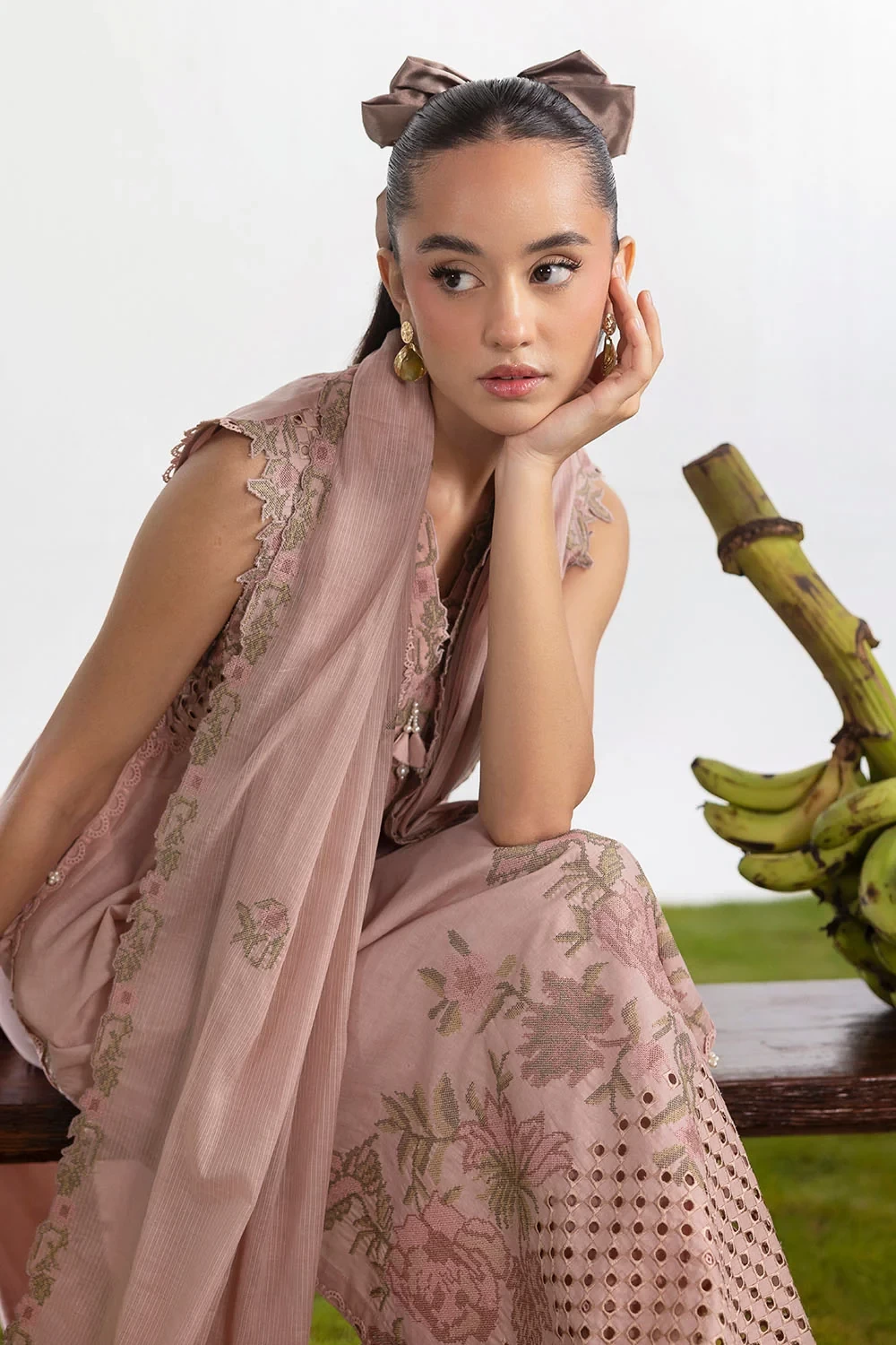 3 Piece Embroidered Lawn Suit with Embroidered Denting Dupatta - DN-62047