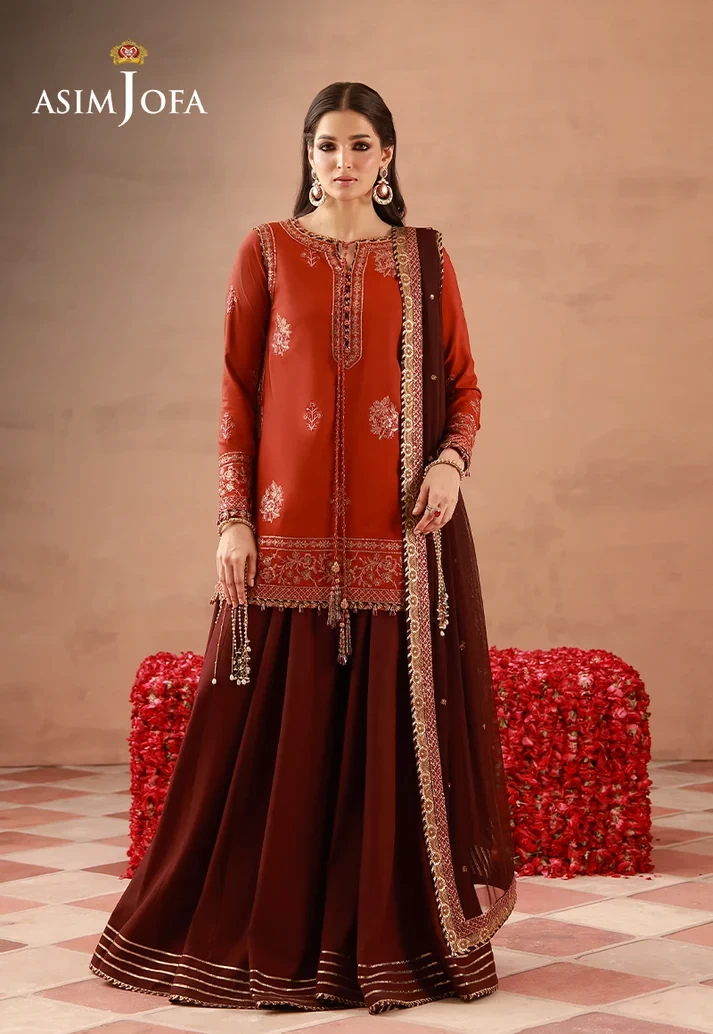 AJULFH-03 Embroidered Twisted Silk 3 Pcs