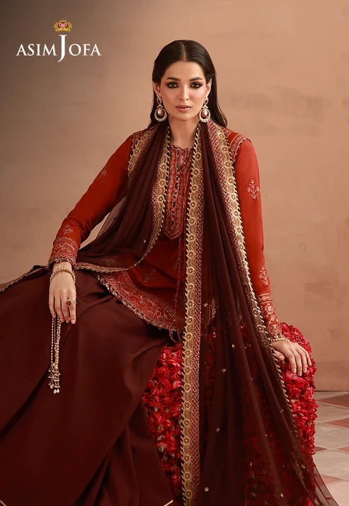 AJULFH-03 Embroidered Twisted Silk 3 Pcs