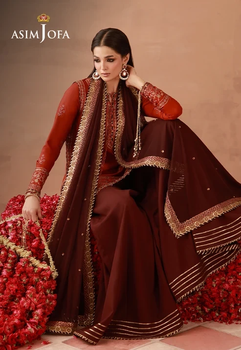 AJULFH-03 Embroidered Twisted Silk 3 Pcs