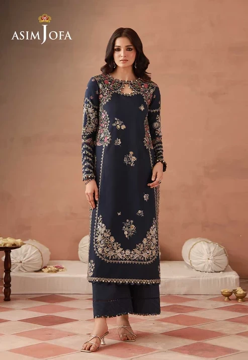 AJULFH-06 Embroidered Twisted Silk 2 Pcs