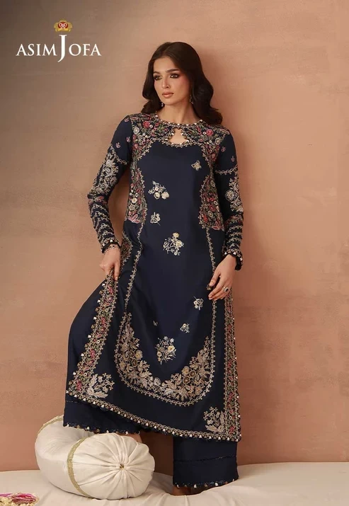 AJULFH-06 Embroidered Twisted Silk 2 Pcs