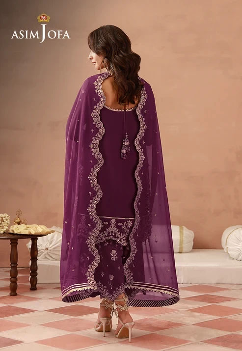 AJULFH-08 Embroidered Chiffon 3 Pcs