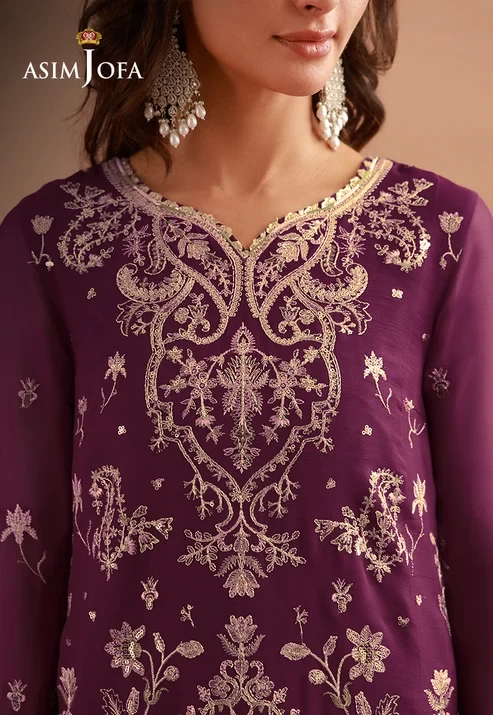 AJULFH-08 Embroidered Chiffon 3 Pcs