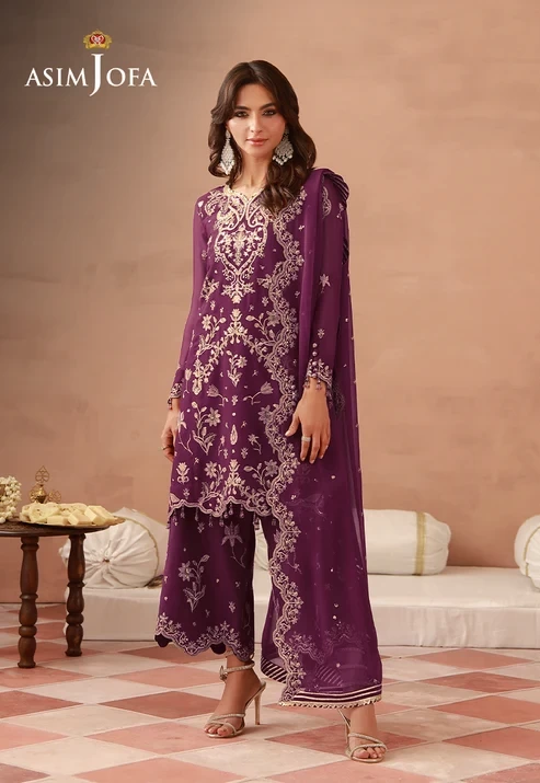 AJULFH-08 Embroidered Chiffon 3 Pcs