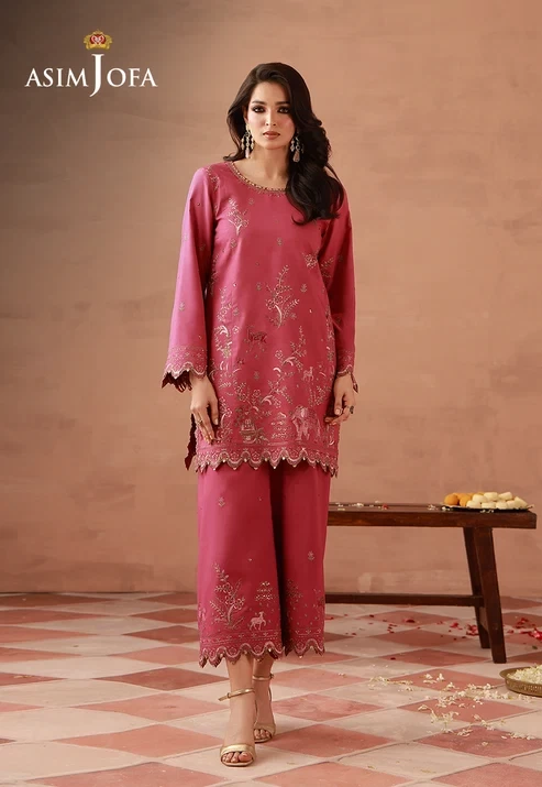AJULFH-09 Embroidered Twisted Silk 2 Pcs