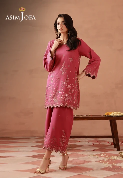 AJULFH-09 Embroidered Twisted Silk 2 Pcs