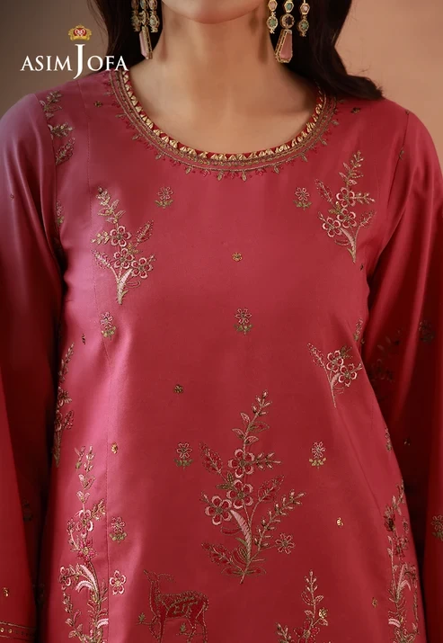 AJULFH-09 Embroidered Twisted Silk 2 Pcs