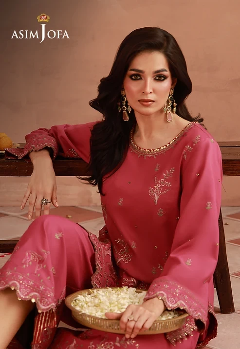 AJULFH-09 Embroidered Twisted Silk 2 Pcs