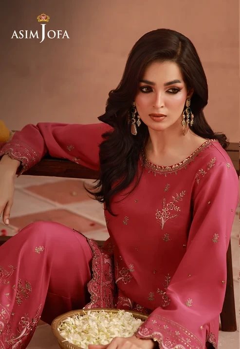 AJULFH-09 Embroidered Twisted Silk 2 Pcs