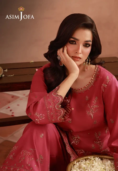 AJULFH-09 Embroidered Twisted Silk 2 Pcs