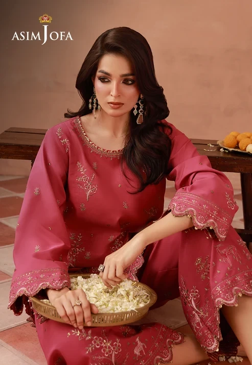 AJULFH-09 Embroidered Twisted Silk 2 Pcs