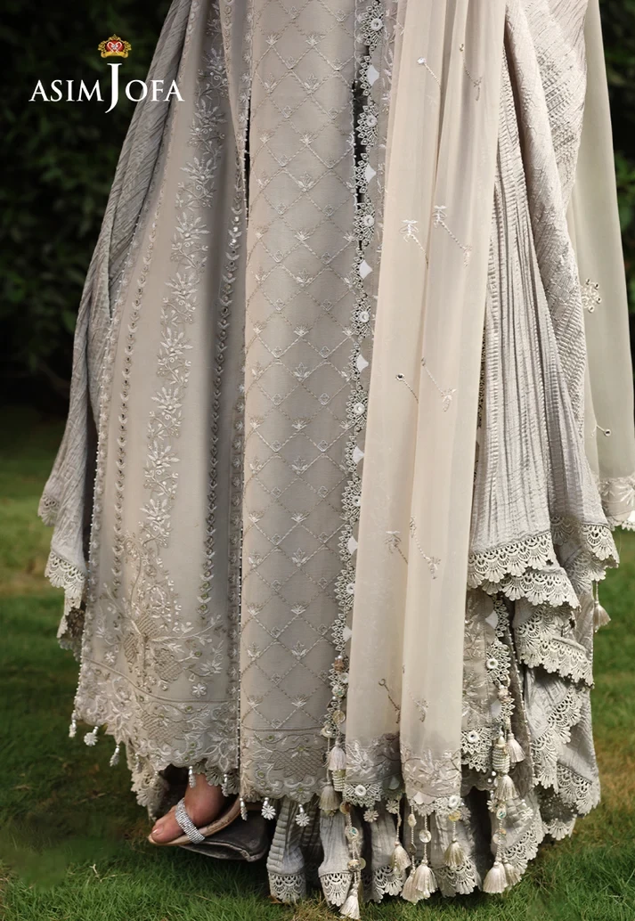 AJULC-08 Embroidered Chiffon 3 Pcs