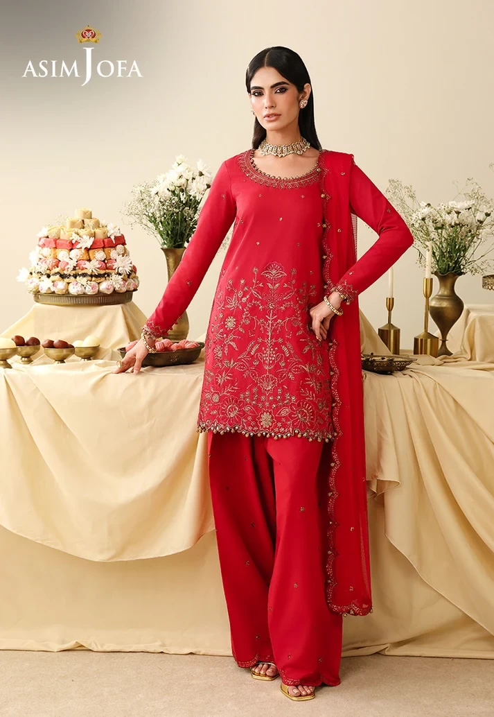 AJULIH-08 Embroidered Twisted Silk 3 Pcs