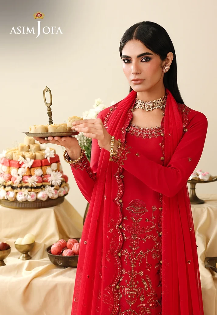 AJULIH-08 Embroidered Twisted Silk 3 Pcs