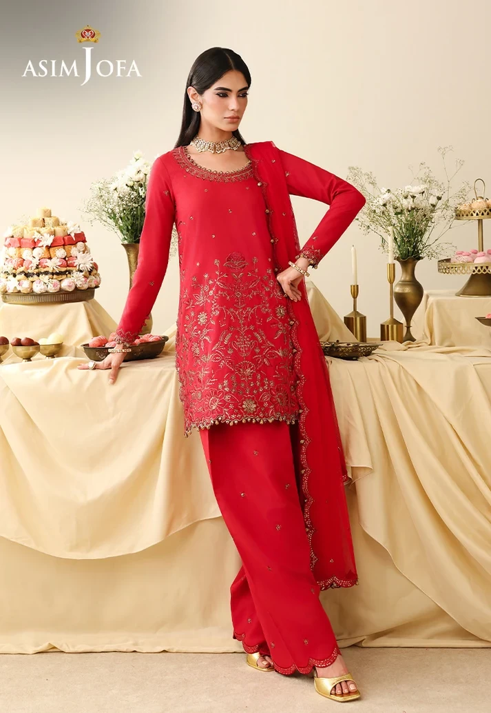 AJULIH-08 Embroidered Twisted Silk 3 Pcs