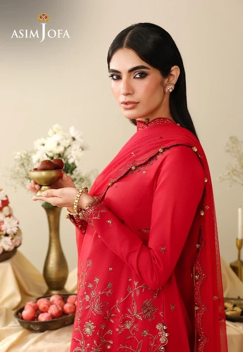 AJULIH-08 Embroidered Twisted Silk 3 Pcs