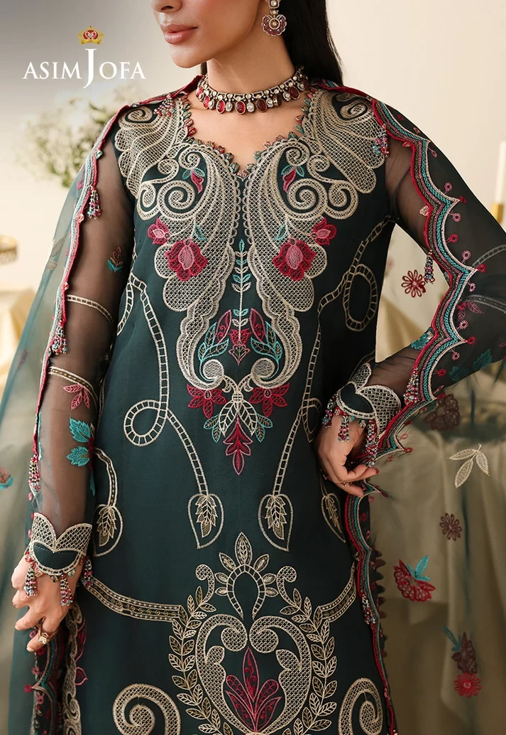 AJULIH-04 Embroidered Organza 3 Pcs