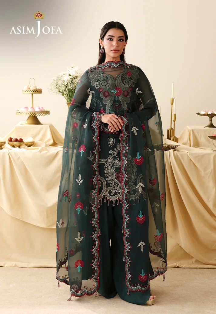 AJULIH-04 Embroidered Organza 3 Pcs