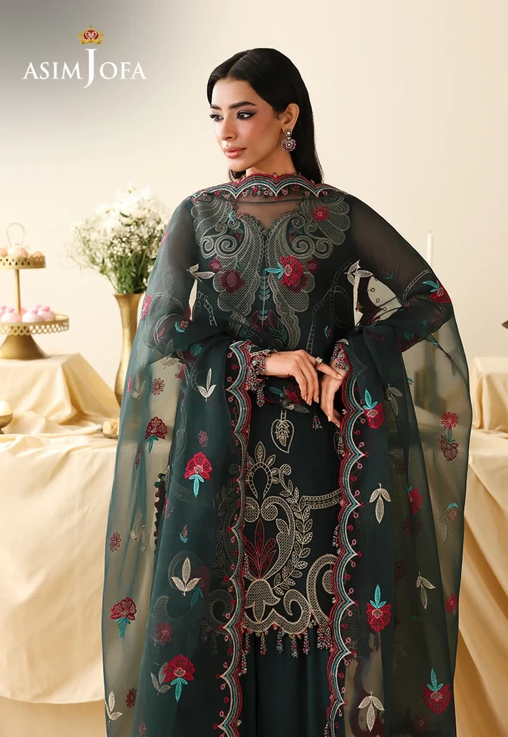 AJULIH-04 Embroidered Organza 3 Pcs