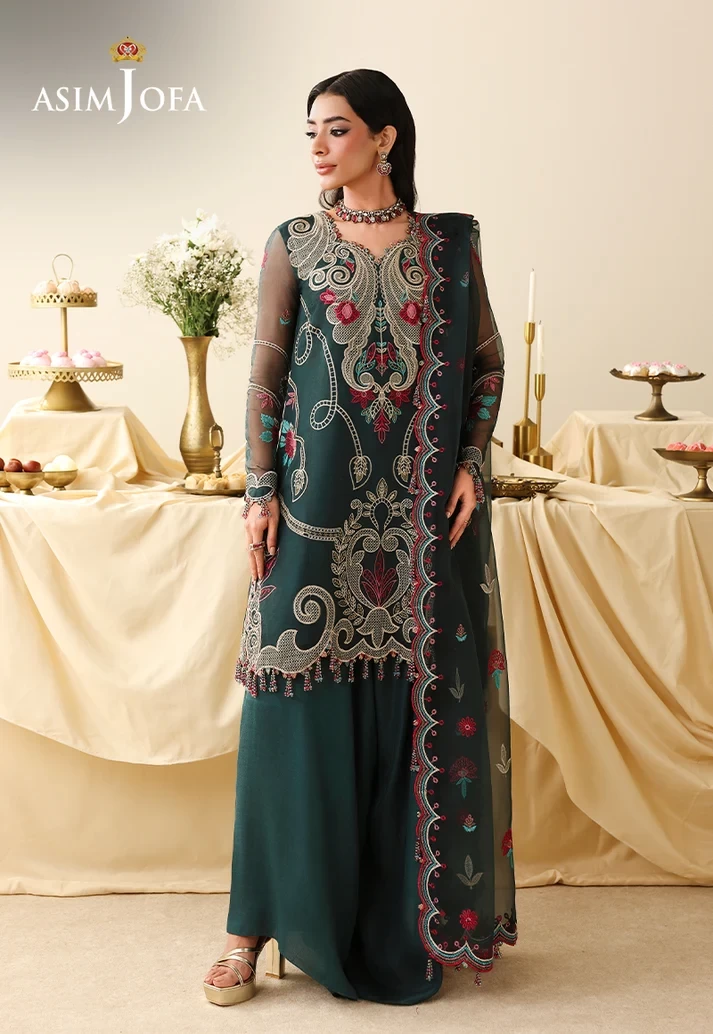AJULIH-04 Embroidered Organza 3 Pcs