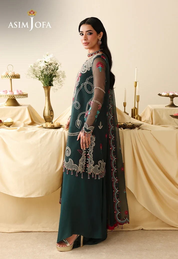 AJULIH-04 Embroidered Organza 3 Pcs