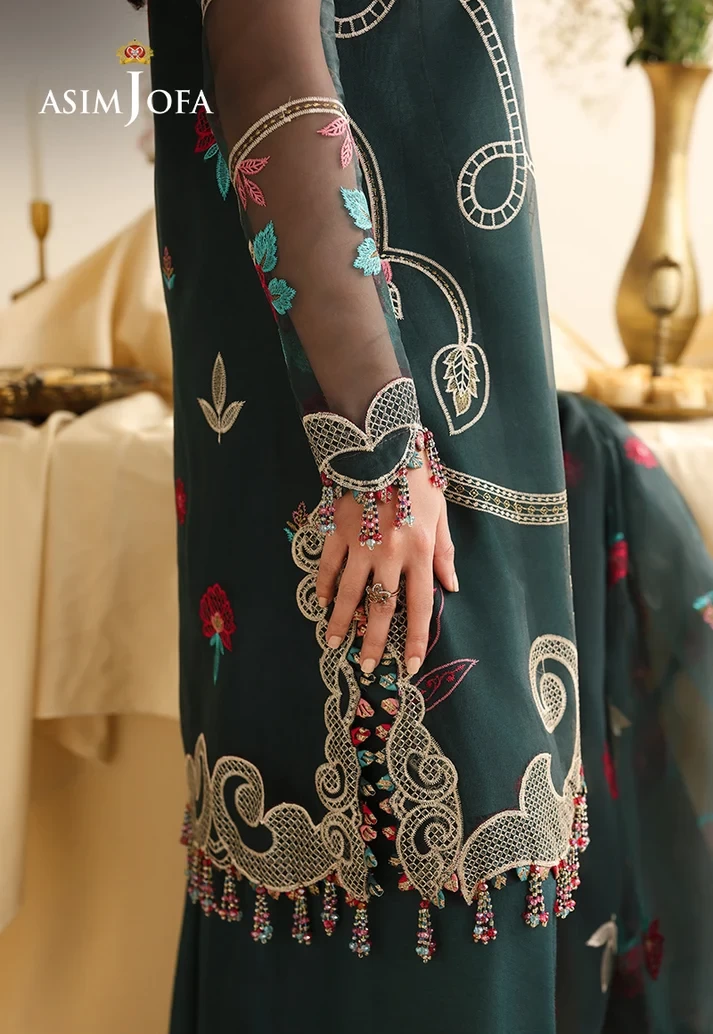 AJULIH-04 Embroidered Organza 3 Pcs